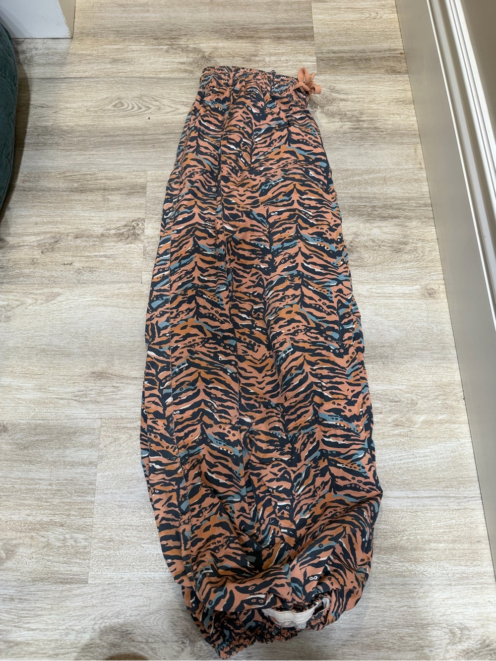 Free People Printed jogger pants  in Rust and Black with Elastic Tie Waist
